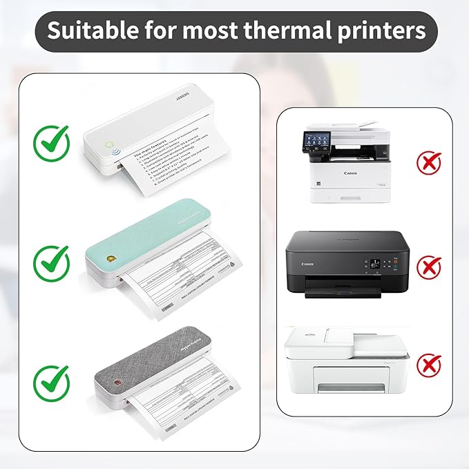 Continuous Thermal Printer Paper 8.5" x 11" US Letter Size - High-Efficiency Durable Printing for Home Work, Printing Contract, Compatible with Most Thermal Printers (200 Sheets/Continuous Folding)