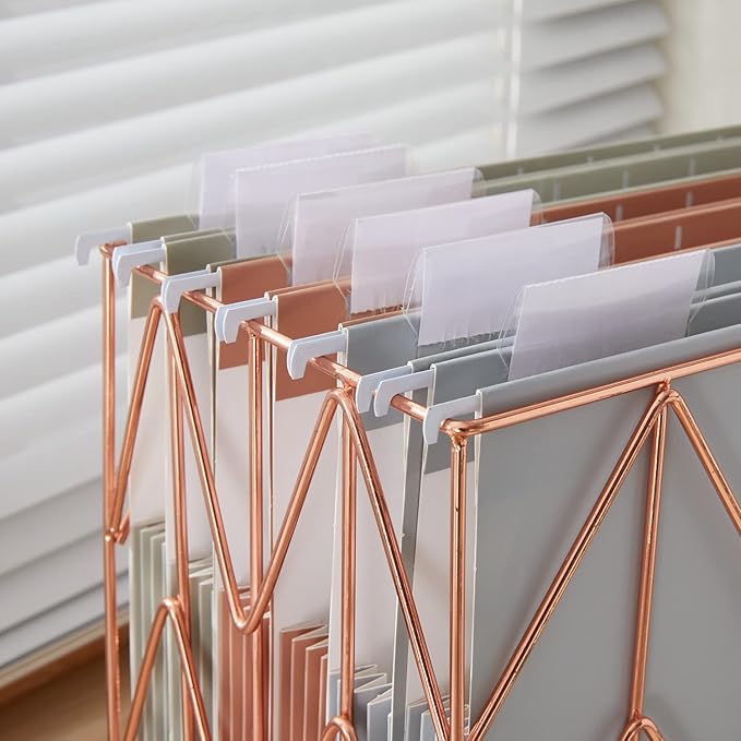 Y YOMA Letter Size - 24 Pack Extra Capacity Hanging File Folders Accordion Decorative File Folder Cute Colored Hanging Folder Organizer for Office Home with 1/5-Cut Adjustable Tabs, Natural Color