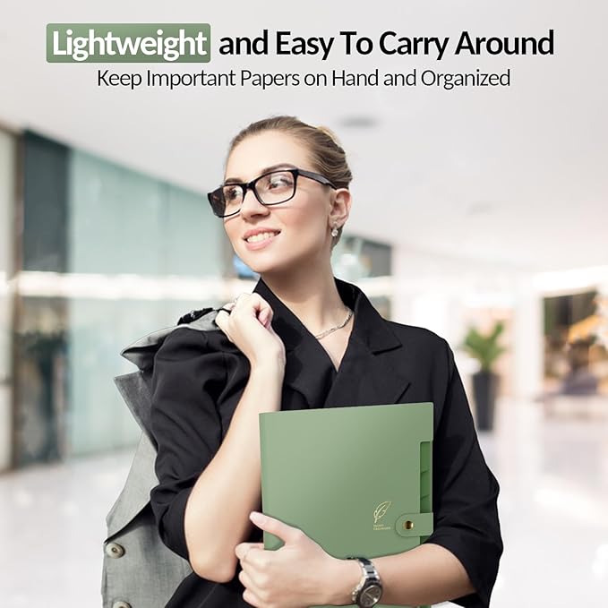 Sooez Aesthetic 8 Pocket Accordion File Organizer, Pastels Expanding File Folder for Important Document with Labels, Portable Receipt Bill Organizer for Office School Supplies, Letter Size Light Blue