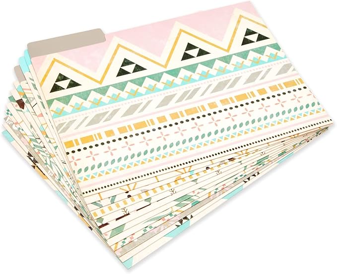 12 Pack Boho-Themed Decorative File Folders, 1/3 Cut Tab, Cute Office Supplies for Women (9.5 x 11.5 in)