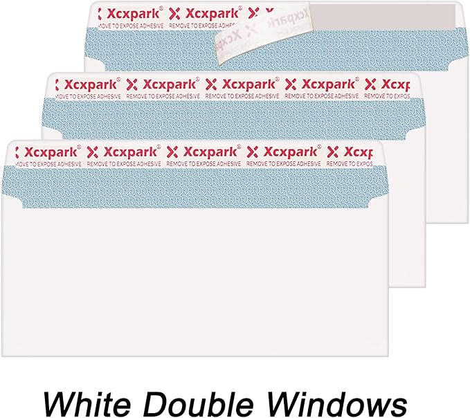 250 PCS #10 Double Window White Security Envelopes for QuickBooks Invoices, Most Statements And Documents Self Seal Kraft 4-1/8 x 9-1/2 inches Invisible Envelopes Super Strong Quick Seal