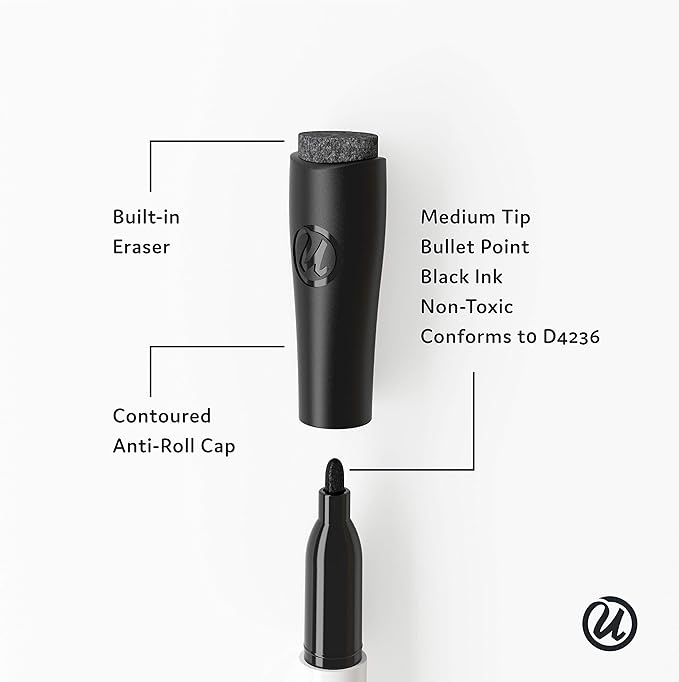 U Brands Dry Erase Lap Board, Double Sided, 9" x 12" Inches, Dry Erase Marker Included, Small White Board, 1 Count