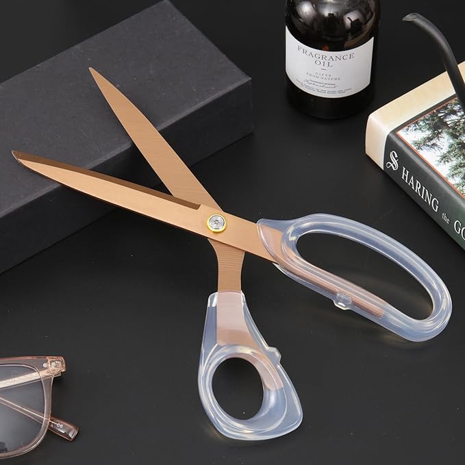 Rose Gold Sewing Scissors 9" Ultra-Sharp Titanium Coated Blades and Sharp All-Purpose Sewing Scissor, Office Scissors, Comfortable Handle Design, Versatile Usage