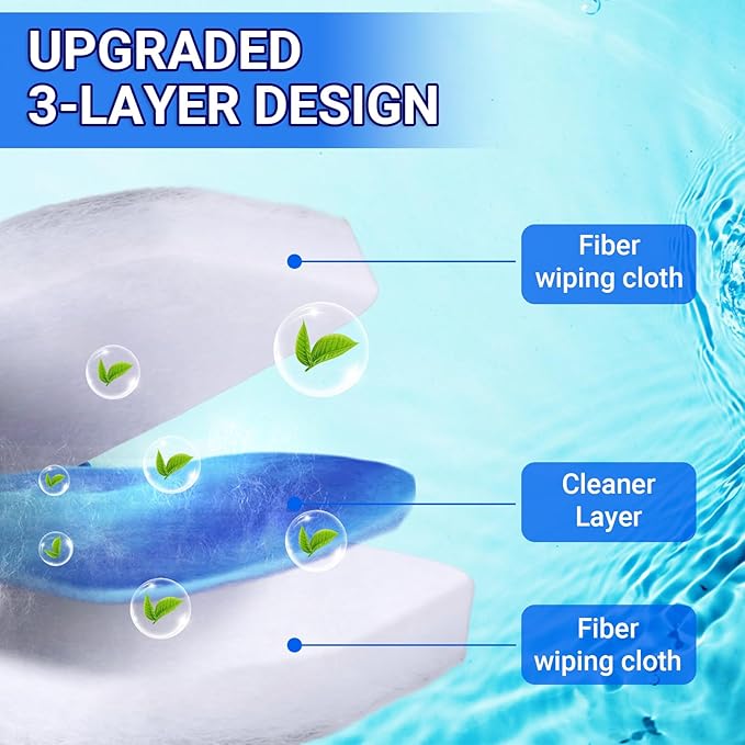 30 Count Disposable Toilet Brush Refills, Toilet Refill Pads Compatible with Oshang Toilet Brush, Bathroom Cleaning Heads
