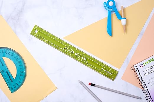 It's Academic Flexi Rulers, 12 Inches and 30 Cms, Flexible Plastic Straight Edges, Perfect for Teachers, Classrooms, 3 Bright Colors, 12 Pack