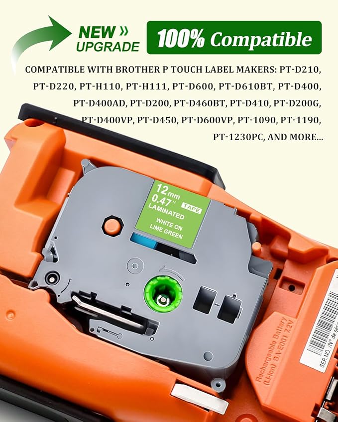 RAEMALL Compatible with Brother Label Tape TZe335 TZe435 TZe535 TZeMQG35 TZeMQP35 TZe TZ Tape, 12mm 0.47 Inch Laminated White on Color Compatible with Brother P Touch Label Maker PT-D210 H110