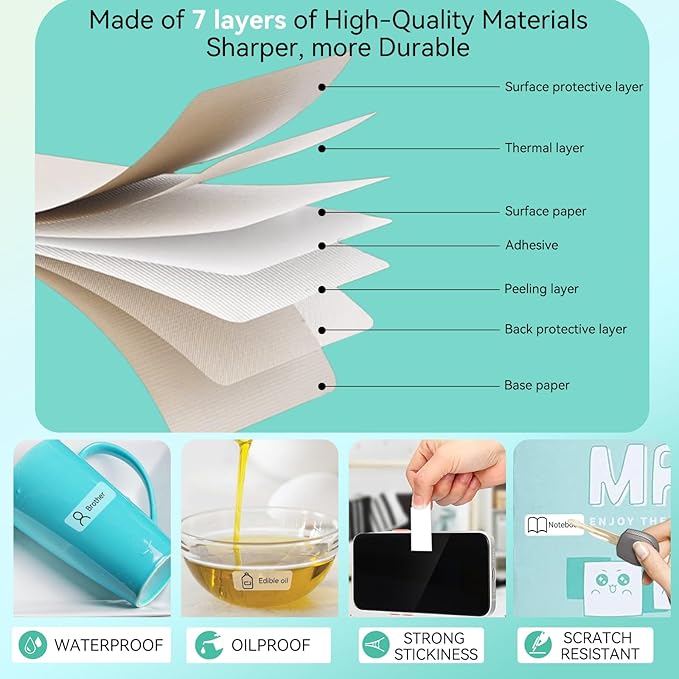 EEBBL D30 P21 Label Tape 12 x 40 mm(0.47"x1.57"), d30 Labels Compatible with D30 Portable Label Printer Adapted Label Print Paper for Office 160 Labels/Roll, 10 Rolls (White+Transparent)