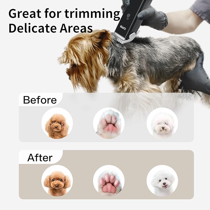 Founouly Black Dog Cat Clippers, Home Professional Cordless Cat Grooming Tools for Dog Thick Coat Clippers, Low Noise Pet Hair Trimmer Kits with 9-Pieces