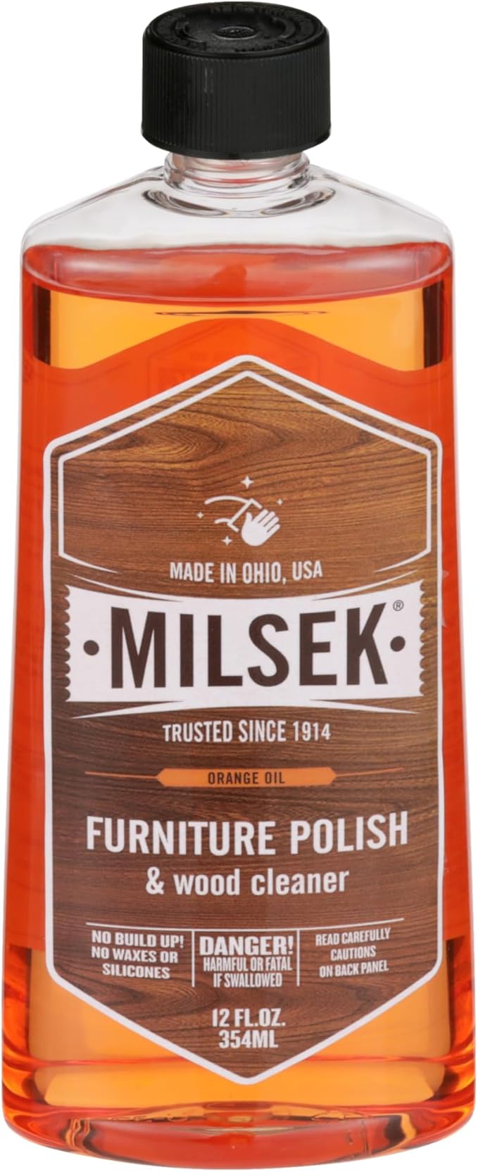 Milsek Furniture Polish, Orange Oil Furniture Cleaner and Polish Cloth, 12 fl oz