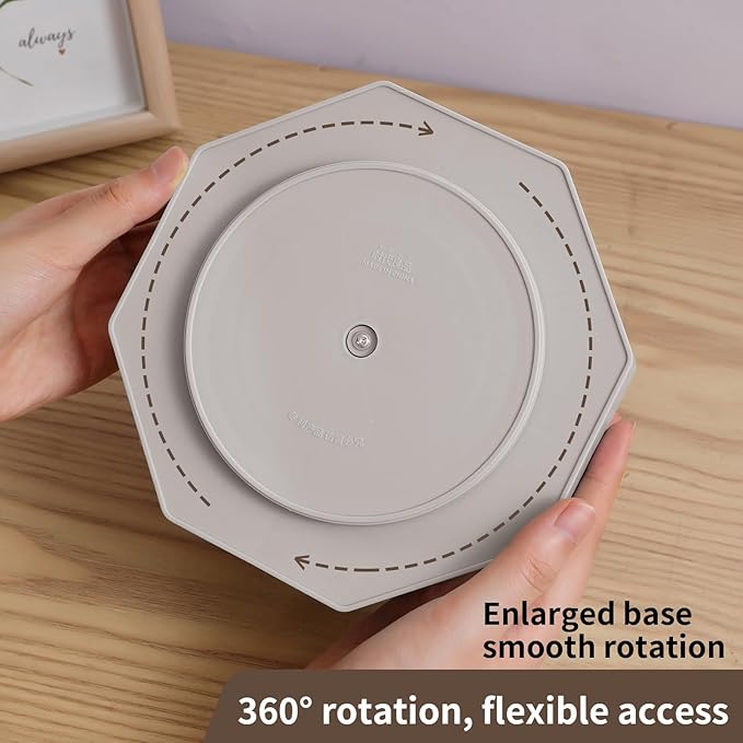 INSTOME Desktop Organizer with Pencil Holders,360°Rotating Pen Holder for Desk Organizer,9 Compartments and Makeup Brush Holders,Multifunctional Office Supplies for Home,Teachers and School (Gray)