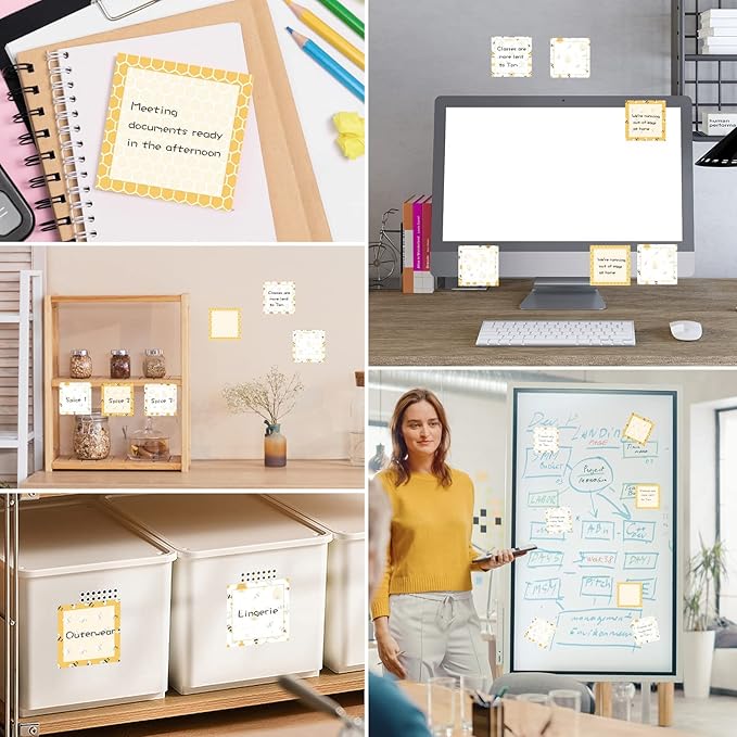 18 Pieces Bee Sticky Notes Adhesive Bee Memo Notes Self-Stick Note Pads for School Office Home Supplies Students Teachers Gift, 9 Styles