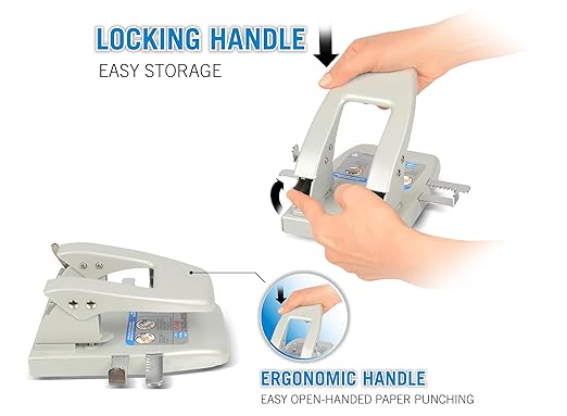 Carl CARL 62040 40-Sheet Capacity hc-240 Two-Hole Punch, 9/32 Dia. Holes, Silver, Metallic