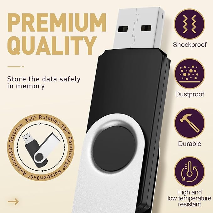 FEBNISCTE 32GB USB Flash Drive Bulk 10 Pack USB Drive 32 GB, Portable Zip Drive Swivel Memory Sticks Pendrive, Multicolor Jump Drive Data Storage with Multicolor Lanyards