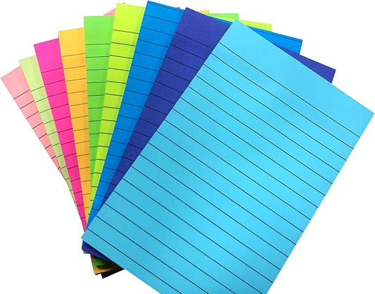 (9 Pack) Lined Sticky Notes Pads, 9 Bright Colors Post Sticky Notes 4x6 Inches, Super Sticking Power Memo Pads, Strong Adhesive and Aesthetic, Sticky Notes Perfect for Office,School,Meeting and Home.