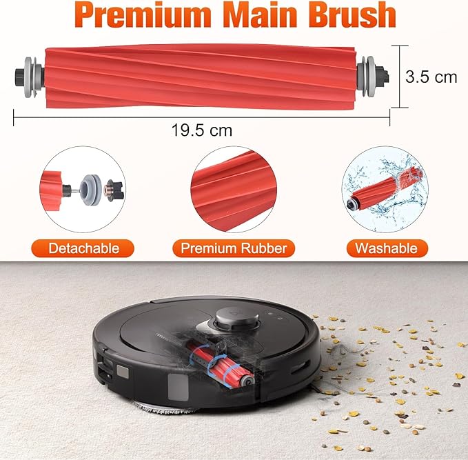 RUKHOOL Qrevo S Replacement Accessories for Roborock Qrevo S/Qrevo Pro/Qrevo Plus/QRevo MaxV Replacement Parts for Qrevo S Accessory Kit 2 Main Brushes 6 Dust Bags 4 Filters 4 Mop Pads 4 Side Brushes