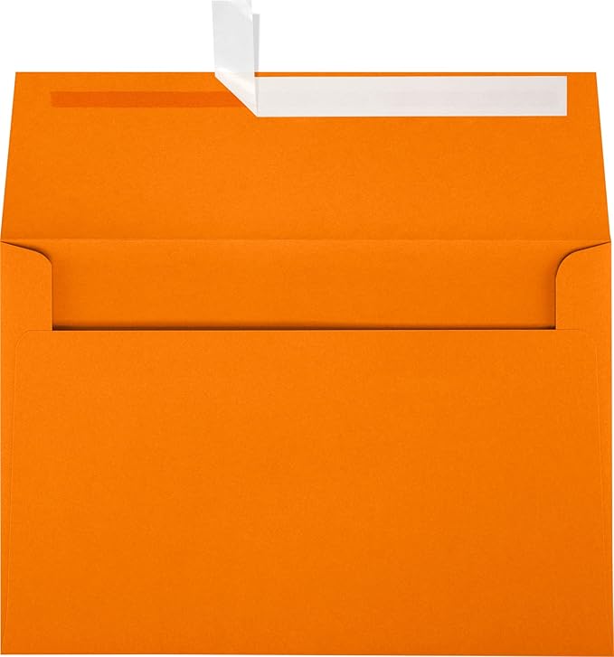 LUXPaper A8 Invitation Envelopes | Peel & Press | 5 1/2" x 8 1/8" | Mandarin Orange | 80lb. Text | 50 Qty