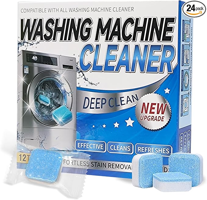 Luvoar Washing Machine Cleaner Tablets - Deep Cleans & Descaler for Front Load and Top Load Washers, HE Compatible, 24 Pack
