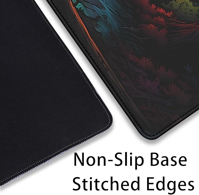 Colorful Clouds Sun Stream Forest Desk Pad Mouse Pad,Large Colorful Gaming Mouse Mat with Stitched Edges,Non-Slip Waterproof Rubber Base Mousepad for Office Work Home Desk Mat(27.5X11.8 in)