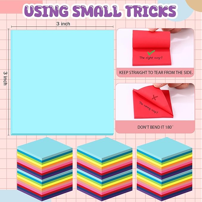 Zubebe 200 Pads Sticky Notes Bulk, Bright Colors Notepads Self Stick Note Square Memo Post Sticky for Office School, 45 Sheets/pad(3 × 3 Inch)