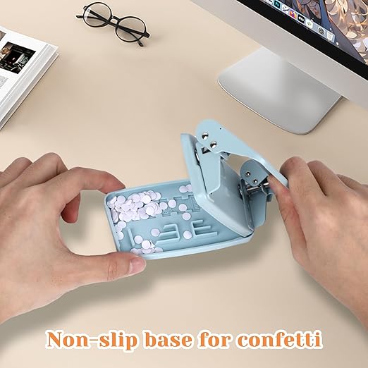 2 Hole Punch 1/4" with Ruler Paper, Blue Two Hole Punch, 2 Holes Puncher for File Folder, Metal Manual Low Force Looseleaf Double Punch Capacity 10 Sheet for A4/A5/B5 for Office and Home