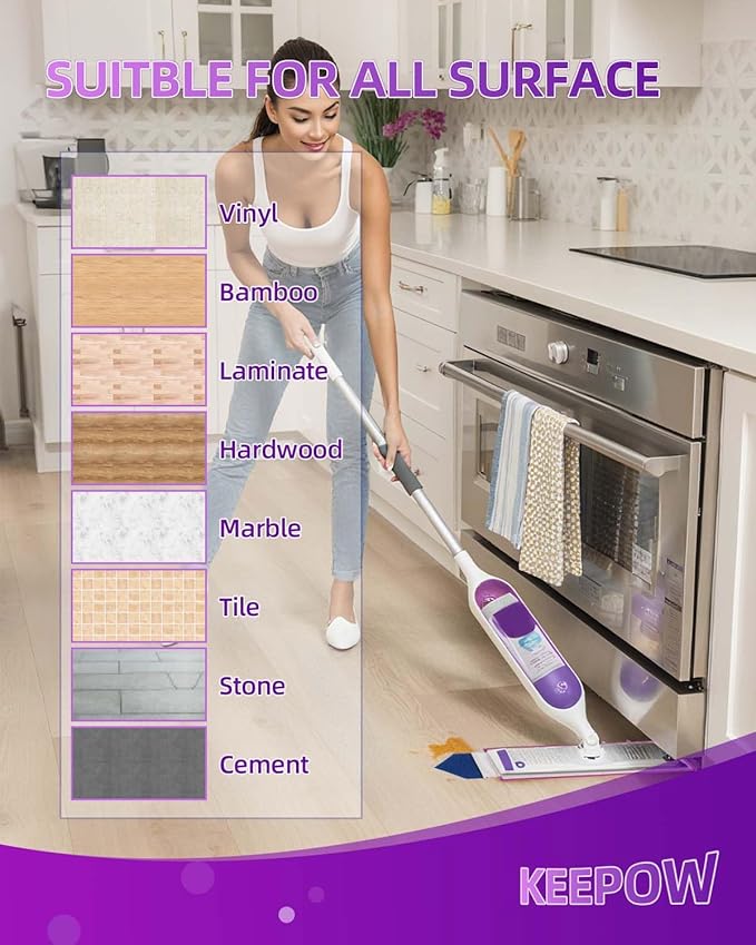 KEEPOW Power Mop Pads Compatible with Swiffer PowerMop Mop Refills with Scrubbing Pads 8pcs Microfiber Wet Mops Refills Reusable PowerMop Pads Refill Deep Cleaning Hard Floor Mop Pads Replacement
