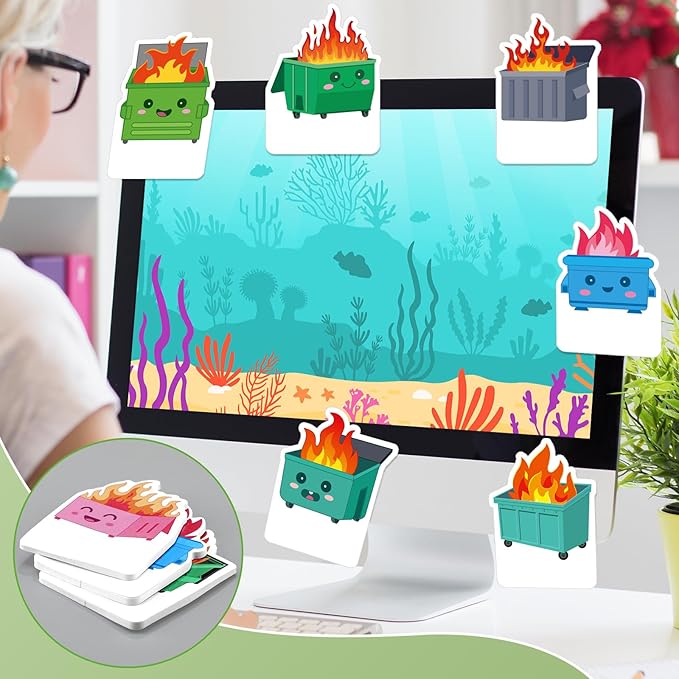 Yinder 24 Pads Cute Sticky Notes Kawaii Fun Animal Sticky Notes Pads Bulk Cartoon Memo Self Adhesive for Veterinary Gift Office School Tab Party Supplies(Dumpster)