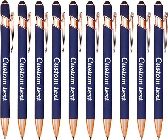 CRME Bulk Custom Pens Personalized Customized Engraved Writing Pen with Name Logo Soft Grip Ball Point Pen for Men Women Smooth Writing Black Ink for Graduation Journaling Signature Purple Pens