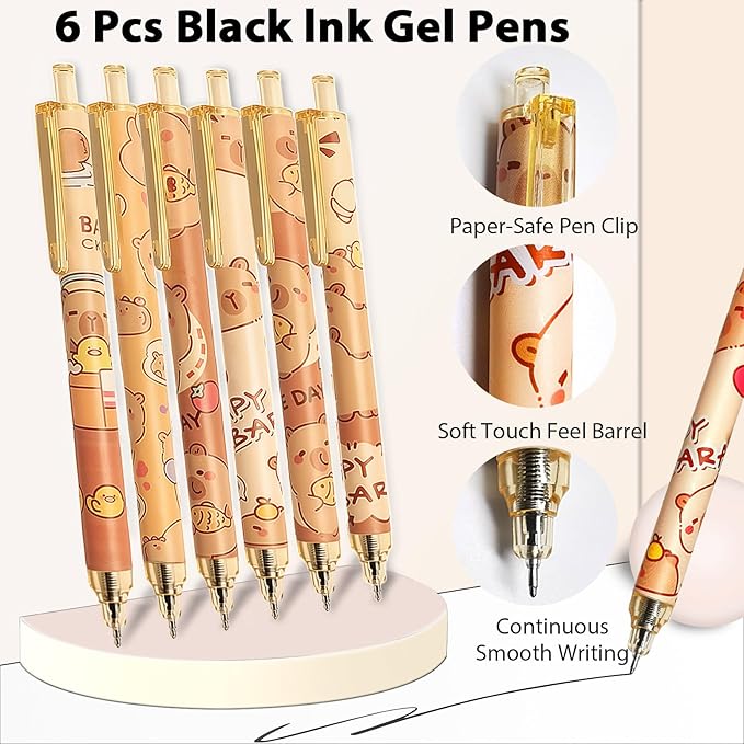 Capybara Stationery Set,Cute Capybara School Supplies,Kawaii Stationery Birthday Gifts,Includes Ballpoint Pens,Eraser, Mechanical Pencils,Correction Tape,Gel Pens,Scissors,for Office School Supplies