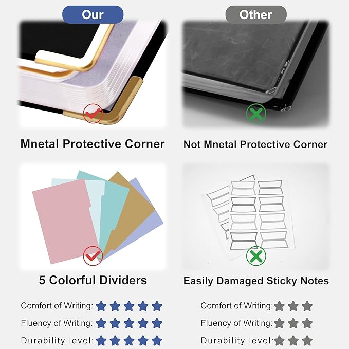 Yoment Hardcover Spiral Notebooks for Work School, B5 Journal Notebook with Tabs Dividers, Multi 5 Subject Notebook College Ruled, 240 Pages Lined Journal for Men, Back to School, Gifts, Black