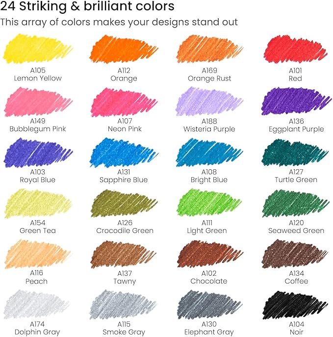 ARTEZA Inkonic Fineliners Pens, Set of 24, 0.4 mm Fine Tip Markers, Water-Based Art Pens for Drawing, Sketching, Journaling, Calligraphy