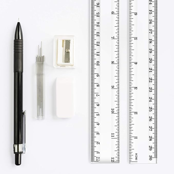 Chuangdi 20 Pieces 12 Inch Rulers Bulk Plastic Colorful Rulers for Kids Student Classroom School Office(Clear Color,Classic)