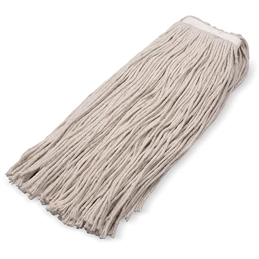 SPARTA Flo-Pac Cotton Mop Head, Cut-End, Narrow Band with White Band for Organized Cleaning, 44 Inches, Tan (Pack of 3)