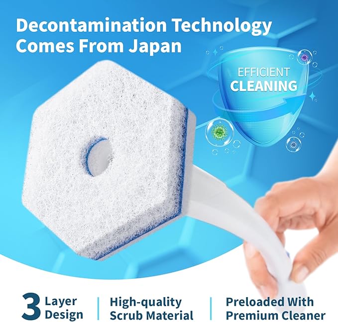 oshang Toilet Cleaner Refills, Toilet Refill Pads, Disposable Toilet Brush Heads for Toilet and Bathroom Cleaning, Compatible with Clorox Toilet Brush (60 Count)