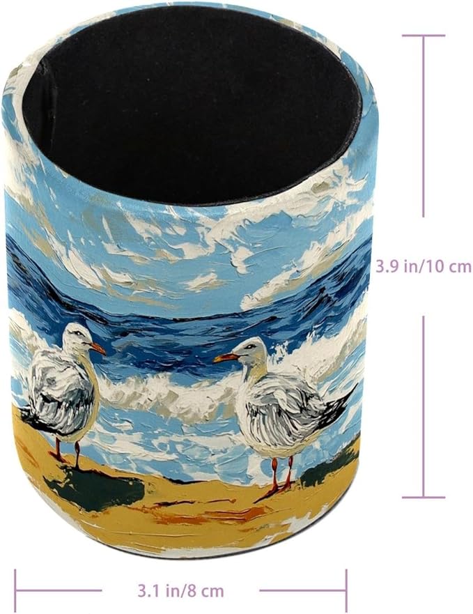 Beach Birds East Coast Ocean Pen Holder Stand Cup Pencil Holder Organizer Makeup Brush Holders for Home Office Desk