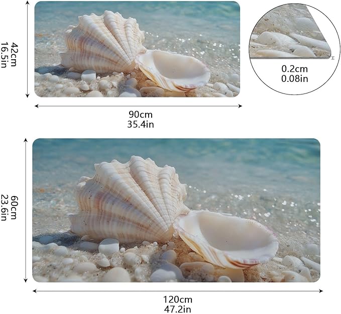 Mouse Pad Desk Mat Leather Desk Pad Large Gaming Desk Cover Protector Mat for Keyboard Computer Laptop Office Waterproof 47.2 x 23.6 Inch Blue Sea White Shell