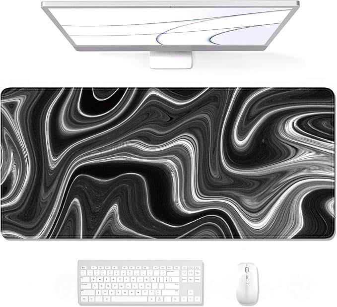 Auhoahsil Large Mouse Pad, XXL Gaming Mousepad, Desk Mat for Desktop, Thick Rubber, Big & Long Size, Stitched Edges, Full Desk Pad for Laptop & Computer, Extended 31.5 x 11.8 in, Abstract Contour