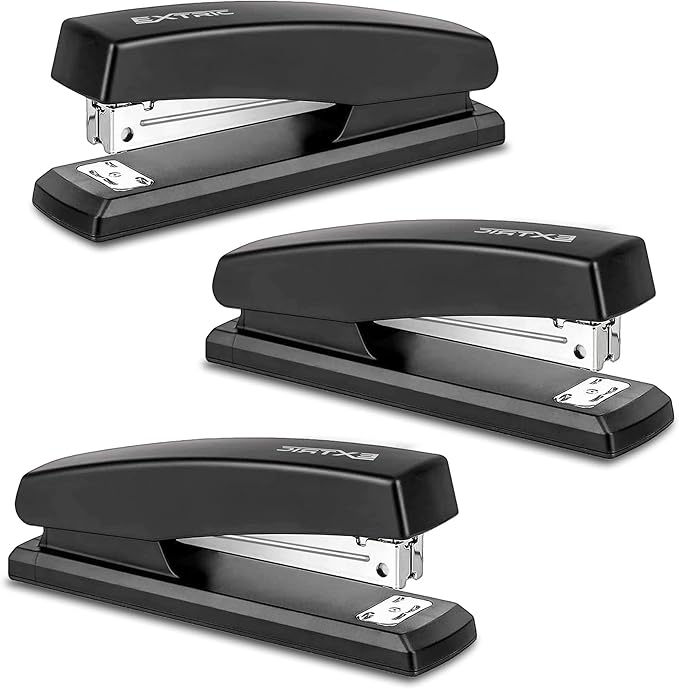 Stapler – Staplers for Desk, Black Stapler Heavy Duty 3 Pack, Staplers 25 Sheet Capacity for Office and Home