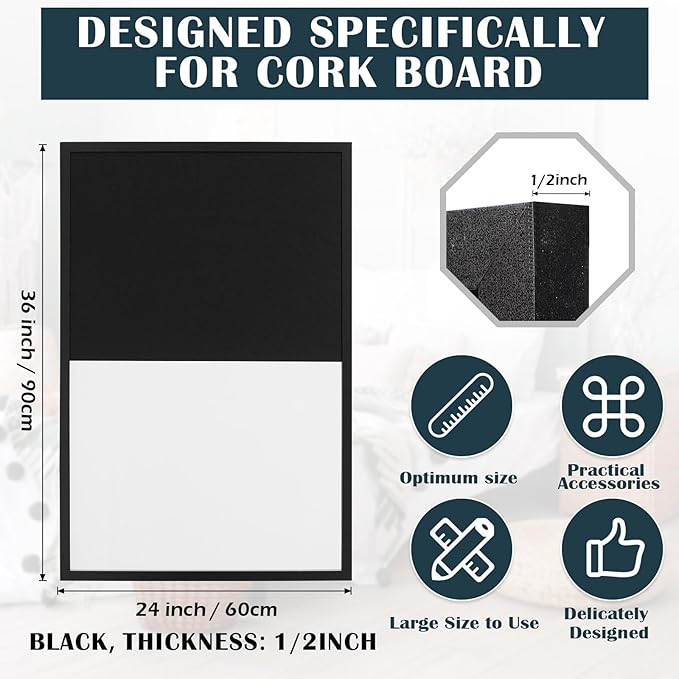 Ireer Framed Bulletin Board 36 x 24 Inches Magnetic Cork and Whiteboard Combo Dry Erase and Cork Board Combo for Wall Mounted Presentation Supplies Home Office School