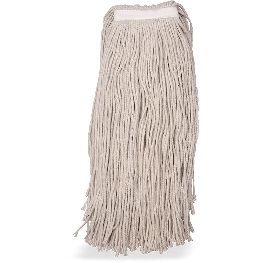 SPARTA Flo-Pac Cotton Mop Head, Cut-End, Narrow Band with White Band for Organized Cleaning, 44 Inches, Tan