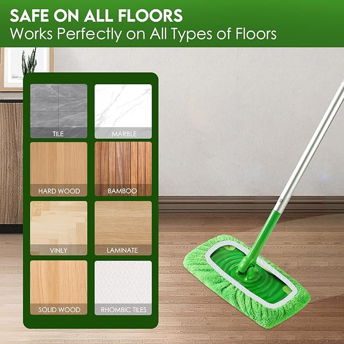 Reusable Wet Pads for Swiffer Sweeper Mop - Dry Sweeping Cloths & Wet Mopping Cloths for Household Cleaning - Washable Microfiber Pads for Mopping Floors - 6 Pack (Mop is not Included)
