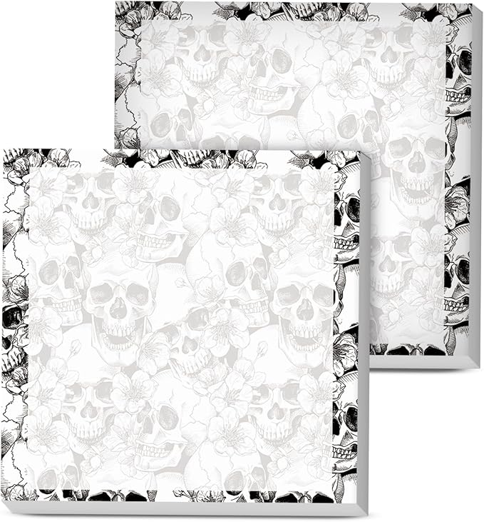 Sticky Notes, 2 Pads, 3x3 inches, Cute Colorful Fun Self-Stick Note Pads, Easy Post, Strong Adhesive Notepad Gothic Skull Flowers