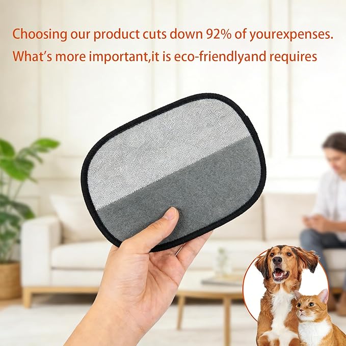 Pet Hair Removal Glove for Cats & Dogs, Electrostatic Grooming Glove for Pet Shedding Hair, Reusable Fur Remover for Furniture Sofa Carpet Car, Lint Cleaning Tool (2 Pcs)