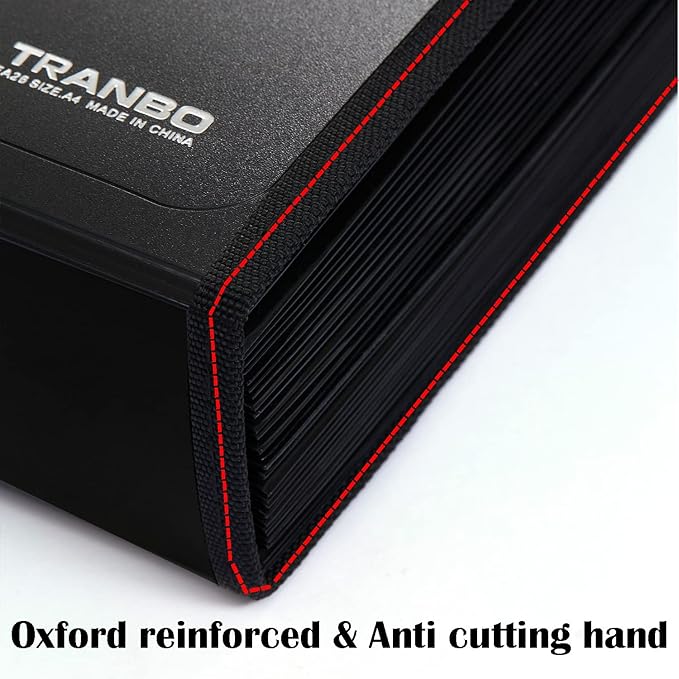 2 Pack 25 Pockets Letter Size/A4 Accordion File Organizer with Handle, TRANBO Expanding File Folder, Expandable Document Paper Organizer for Travel School Office