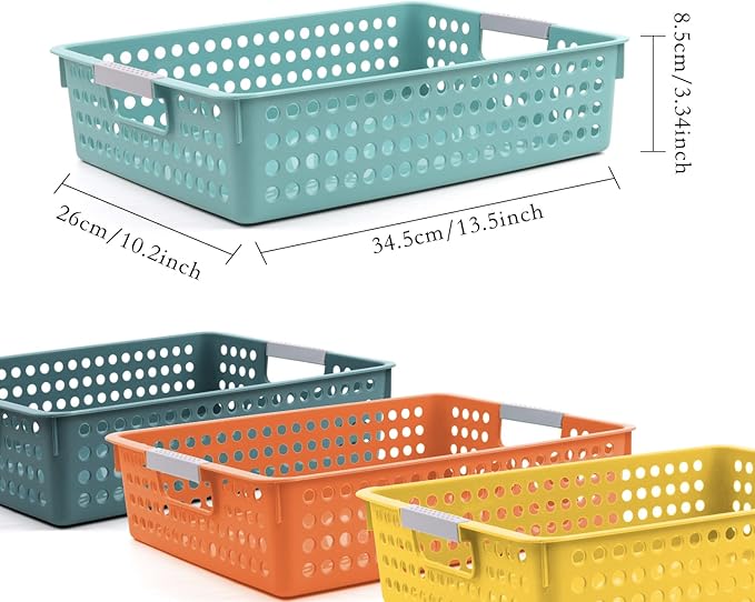 4A Paper Tray Organizer,4 Pack Paper Tray Durable Desk Storage Bins,Stackable School Supply Holder, Student Paper, Office Organizer & Teacher's Document Sorter (13.58"L x 10.23"W x 3.34"H) (Mixed 2)