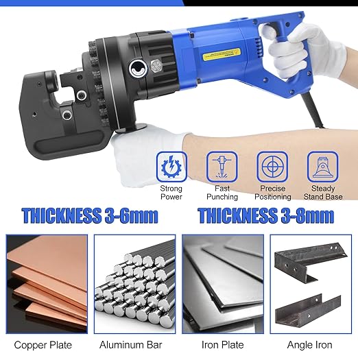 Electric Hydraulic Hole Punch for Metal,1200W Hydraulic Hole Puncher,Angle Steel Hole Punching Machine with Die Φ1/4" 3/8" 1/2" 11/16" 13/16",Hole Punch Tool for Metal Aluminum Copper Iron Steel Plate