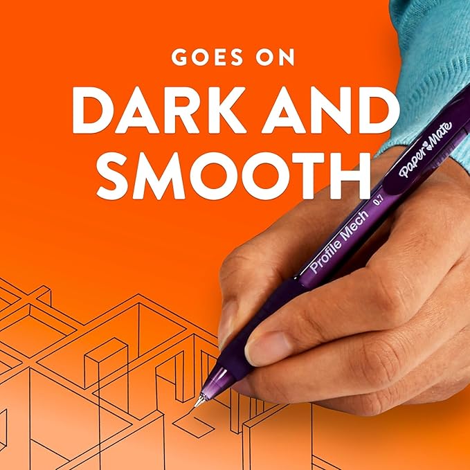 Paper Mate Profile Mech Mechanical Pencil 0.7mm #2 Pencil Lead Great for Office Supplies Classroom Supplies Drawing Pencils Sketching Pencils Assorted Barrel Colors 8 Count