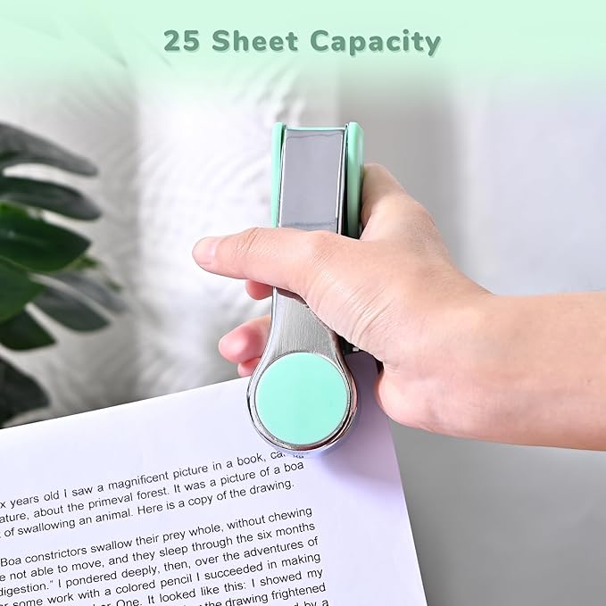 Temiary Metal Desktop Stapler with 2000 Staples Standard, 25 Sheet Capacity, Jam Free, Reduced Effort, for Desk Classroom Office Supplies (Green)