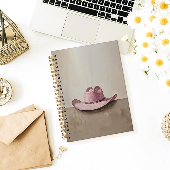 Wheatwin Western Cowgirl Spiral Notebook, Western Gifts for Women, Pink Pretty Cute Notebooks for Girls Women, Office School Supplies Journal 5.5x8.3