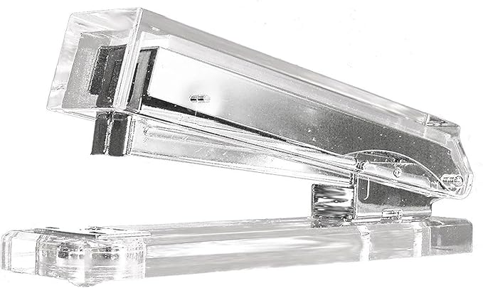 Kantek Clear Acrylic Desk Stapler, Large Capacity Holds a Full Strip of Standard Staples, 1.4" x 6" x 2.3", Non-Skid Feet, Office Organizer, Desk Accessory