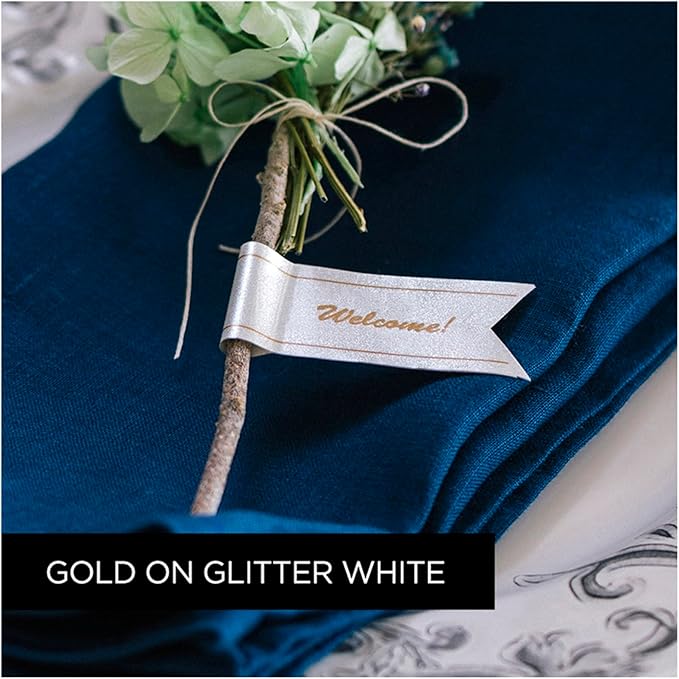 Brother Printer Brother P-touch TZe-PR254 Gold Print on White Glitter Premium Laminated Tape 24mm (0.94”) wide x 8m (26.2’) long, TZEPR254